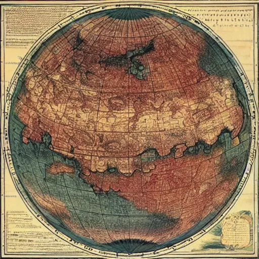 Prompt: “1800s map of mars. Old. Colorful.”