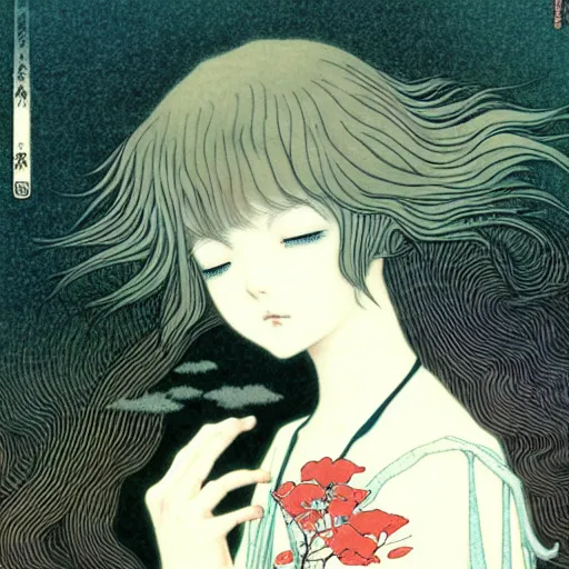 Image similar to photo of a cute young anime-style girl in the style of Kay Nielsen, realistic, wide focus, 8k ultra, insanely detailed, intricate, elegant, art by Takato Yamamoto, Christophe Vacher