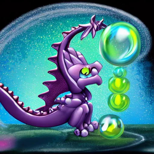 Prompt: a dragon made of bubbles