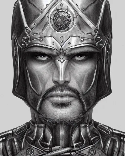 Image similar to ultrarealistic illustration of conquistador, symmetrical, by daniel zrom and evyn fong, detailed, face, anatomy