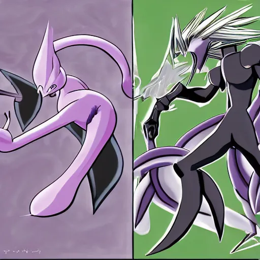 Image similar to Illustration Mewtwo vs Sephiroth