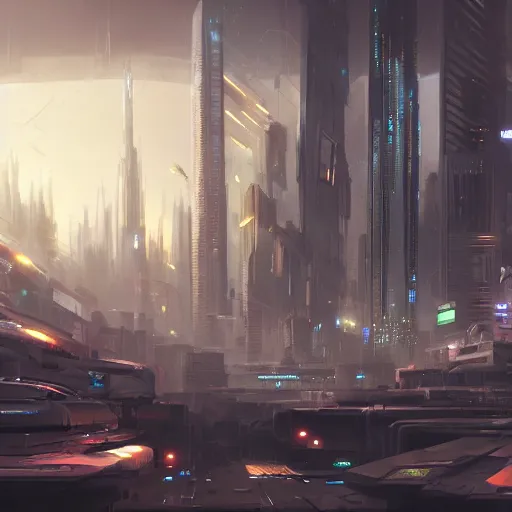 Prompt: A futuristic cityscape, cyberpunk, beautiful, detailed, James Paick, trending on artstation, 4K