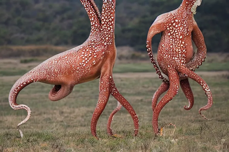 Prompt: dramatic realistic octopus shaped legs jiraffe