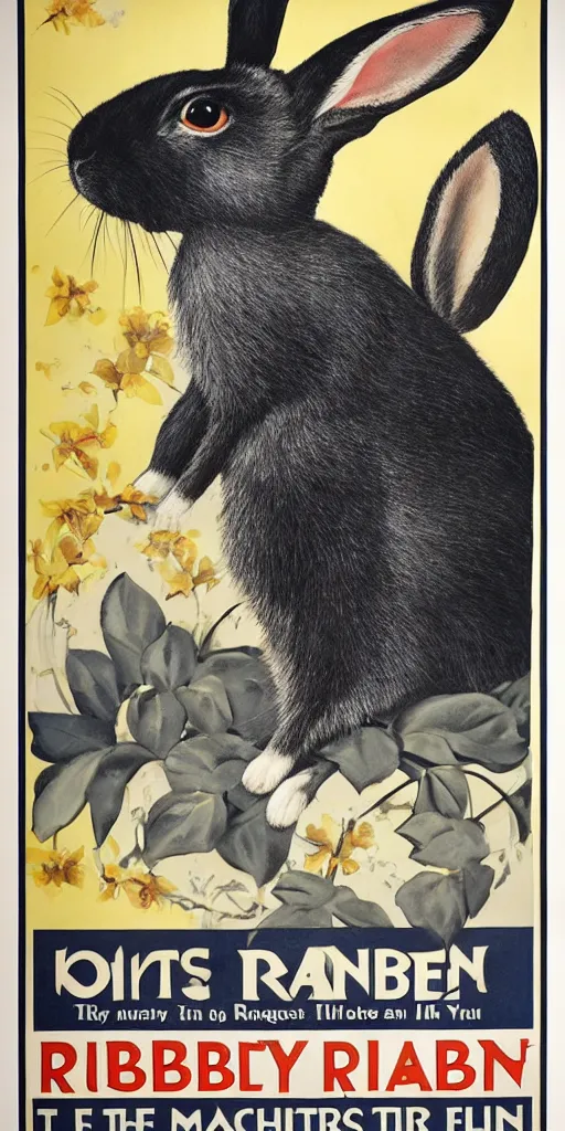 Prompt: a 1 9 2 0 s poster advertising a rabbit