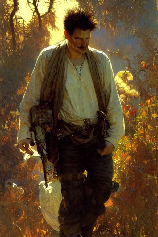 Image similar to zak bagans, painting by gaston bussiere, craig mullins, greg rutkowski, alphonse mucha