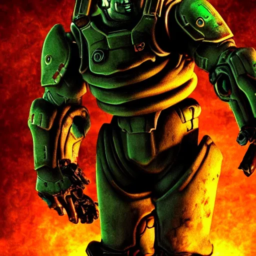 Image similar to doomguy rom doom 3, photography