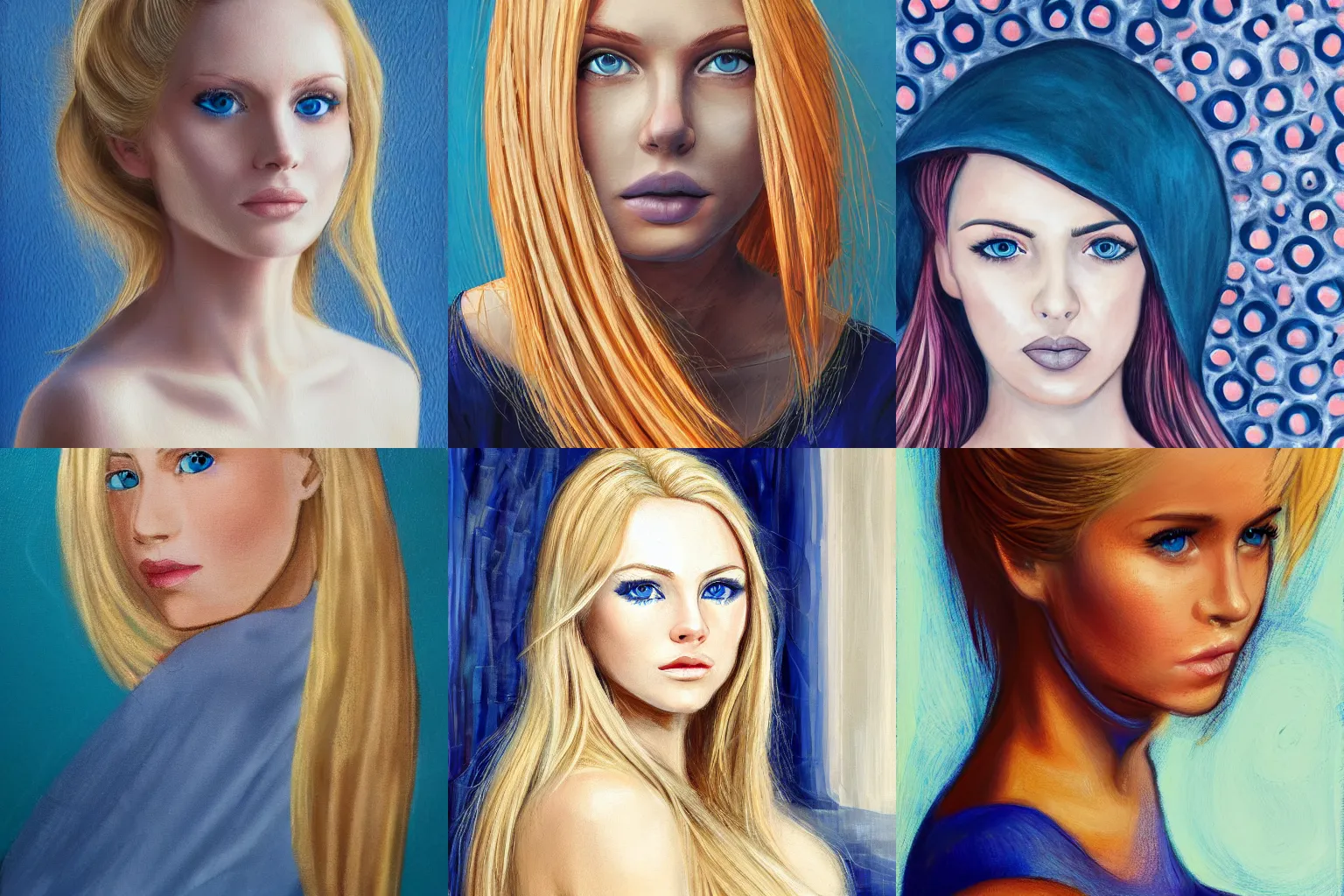 Prompt: a detailed portrait of a beautiful lady with blonde hair and blue eyes