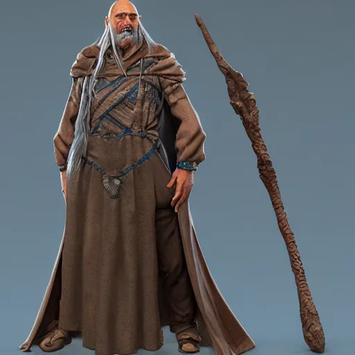 Image similar to An ancient wizard of the Way, zbrush D&D character, hyper-realism, full-character design, cloth sim, weta digial