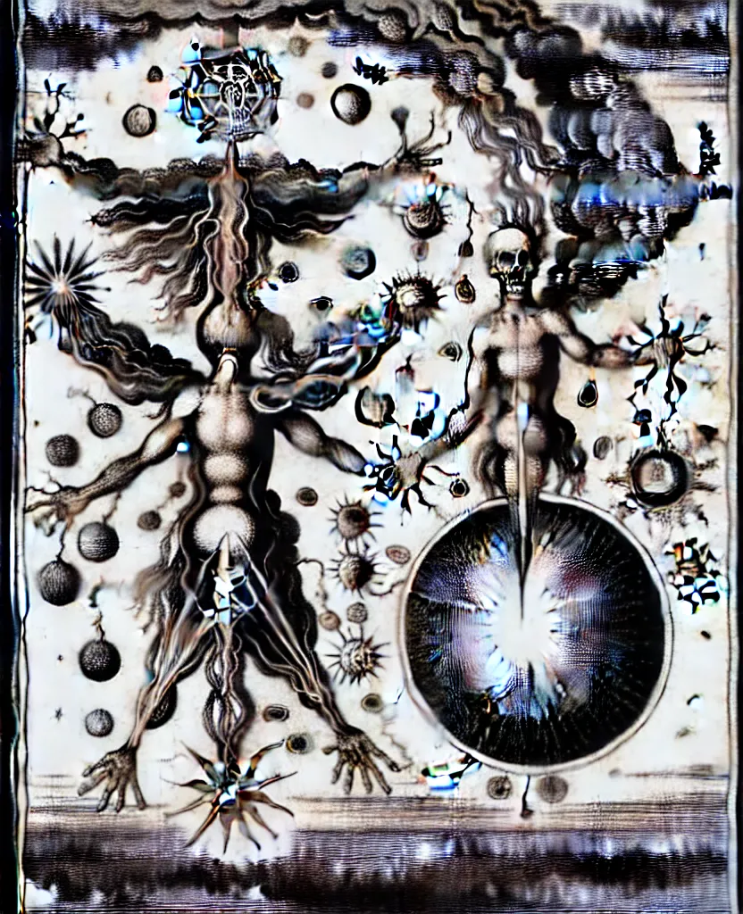 Image similar to alchemical fiery creature sings a unique canto about'as above so below'being ignited by the spirit of haeckel and robert fludd, breakthrough is iminent, glory be to the magic within