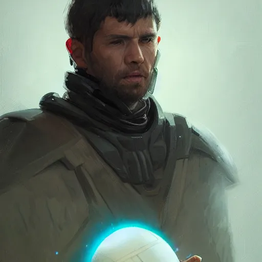 Image similar to portrait o kevin tillie holding a volley ball by greg rutkowski, jedi knight, he is 3 5 years old, star wars expanded universe, wearing imperial gear,, highly detailed portrait, digital painting, artstation, concept art, smooth, sharp foccus ilustration, artstation hq