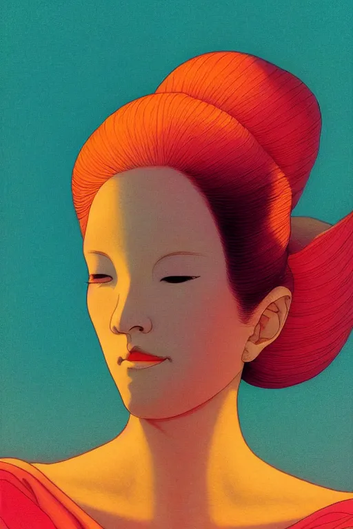 Prompt: a colorful vibrant closeup portrait of a queen dreaming psychedelic hallucinations, by kawase hasui, moebius, edward hopper and james gilleard, zdzislaw beksinski, steven outram colorful flat surreal design, hd, 8 k, artstation