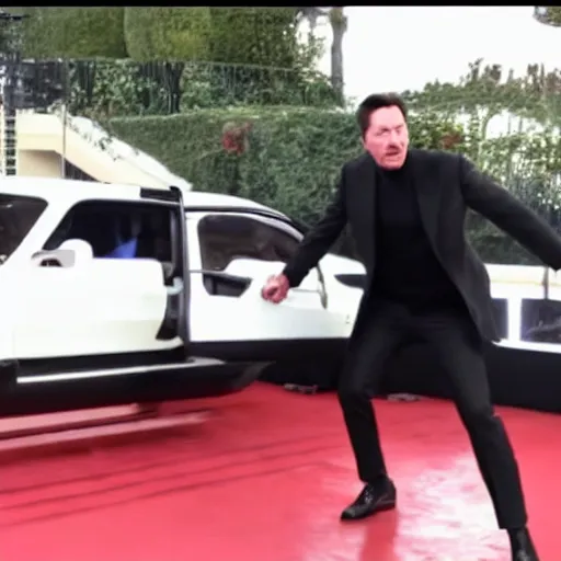 Image similar to Keanu reeves fights elon musk boxing