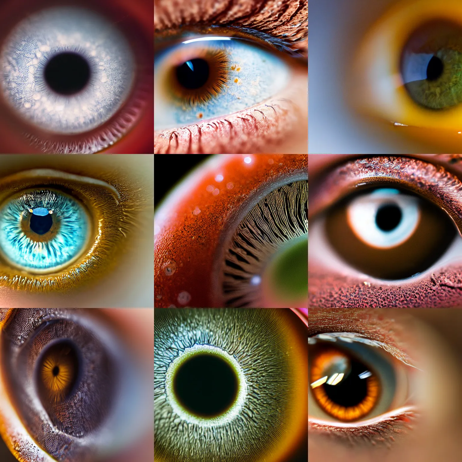 Prompt: macro photograph of the human eye, extreme close up
