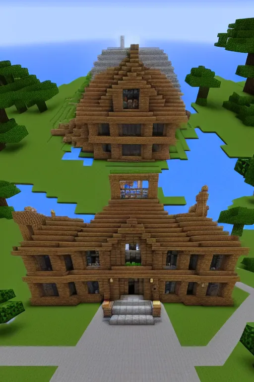 Prompt: minecraft mansion