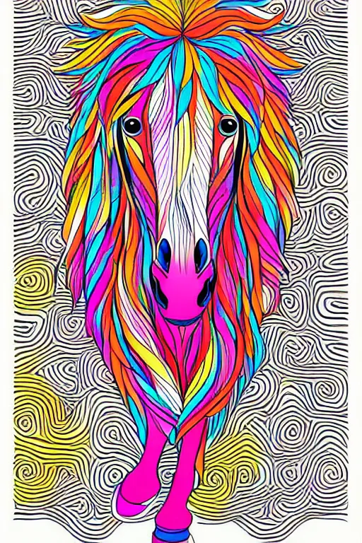 Image similar to minimalist boho style art of a colorful horse, illustration, vector art