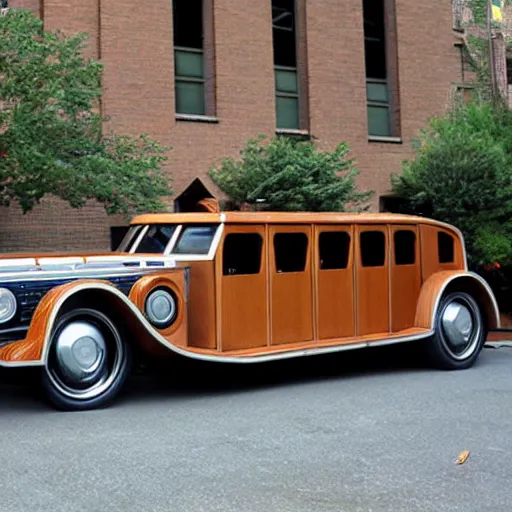 Image similar to frank lloyd wright styled car