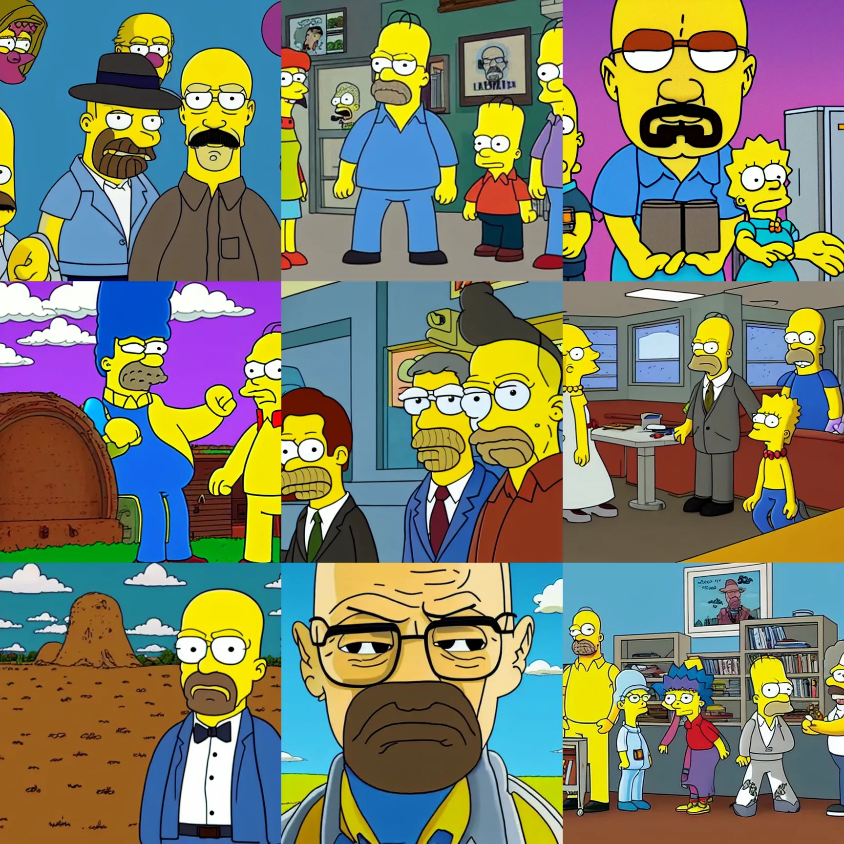 Prompt: walter white in the simpsons