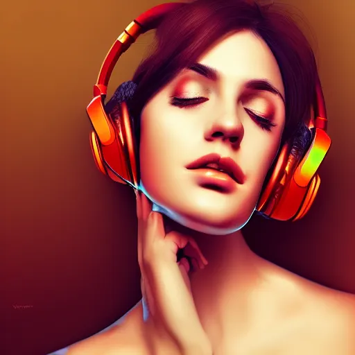 Image similar to a beautiful woman listening to music by stefan threurer, digital art, trending on artstation