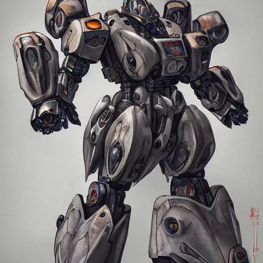 Prompt: concept design art, neo traditional mecha, finley detailed, japanese traditional mecha inspired, by jeff gogue by nekro borja by peter mohrbacker