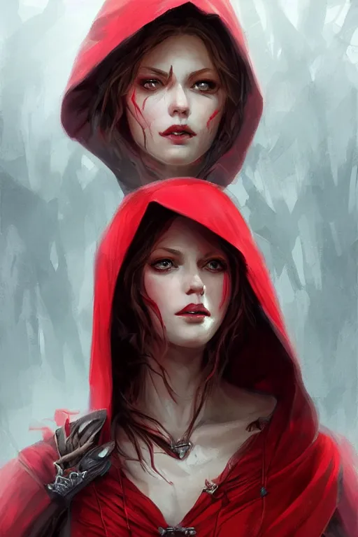 Prompt: goddess red riding hood, d & d, fantasy, portrait, highly detailed, headshot, digital painting, trending on artstation, concept art, sharp focus, illustration, art by artgerm and greg rutkowski and magali villeneuve