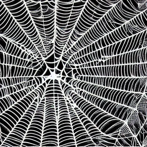 Prompt: spiderweb abomination, scary, mostly black and white, mandelbulb fractal, expansive, huge, lots of detail, highly detailed, 8 k