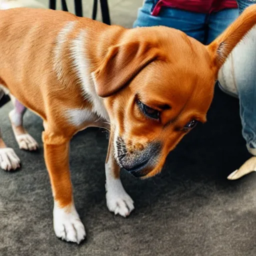 Prompt: dog begging for food