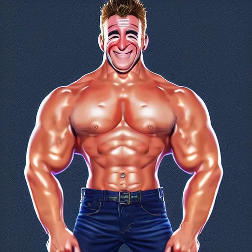 Image similar to concept art of billy herrington from Gachimuchi full round face, short smile, golden hour, medium shot, mid-shot, highly detailed, trending on Artstation, Unreal Engine 4k