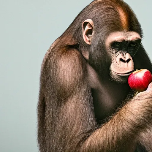 Image similar to an apple being devoured by an ape