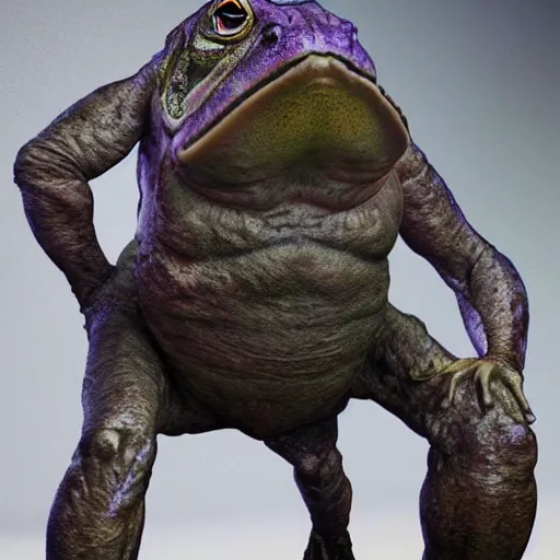 Image similar to hyperrealistic mixed media image of a ( info wars ) alex jones with the body of a bullfrog, stunning 3 d render inspired art by greg rutkowski and xiang duan and thomas eakes, perfect symmetry, flesh texture, realistic, highly detailed attributes and atmosphere, dim volumetric cinematic lighting, 8 k octane detailed render, post - processing, masterpiece,