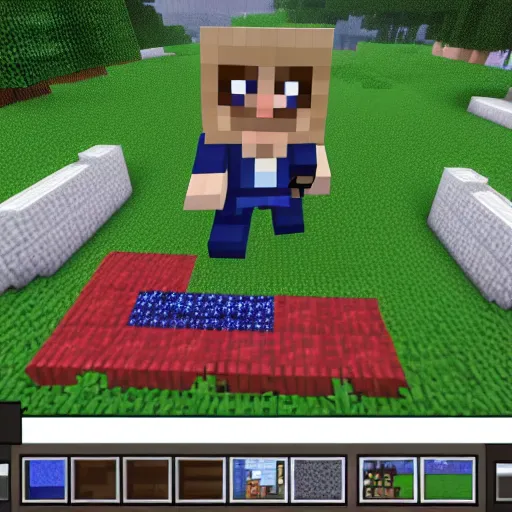 Image similar to united states president barack obama on hypixel minecraft server, screenshot, 2 0 1 5