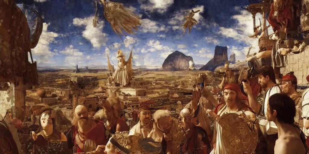 Image similar to masterpiece mnemonics of Mesopotamian lie, by Edgar Maxence and Ross Tran and Michael Whelan and Da Vinci and Caravaggio and J.M.W Turner and Bruegel intricate line drawings, cinematic, establishing shot, 4k resolution,