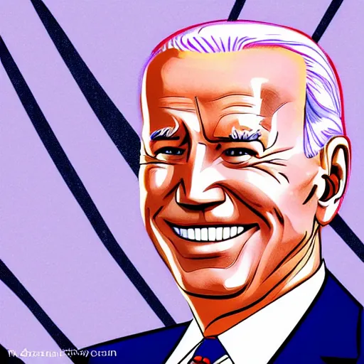 Prompt: smiling, happy, beautiful, intelligent, powerful, joe biden, loving eyes, fully clothed, wise, beautiful, dramatic lighting, sharp focus, art deco patterns by stanley artgerm, retro futurism, dramatic lighting, trending on artstation, flat colour, geometric curves, gradient filter