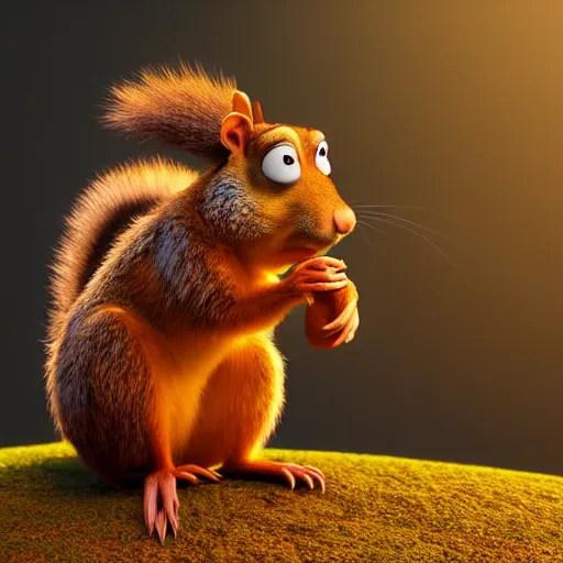 Prompt: a high resolution render of sid the squirrel from the ice age movie by johannen voss by david cronenberg by francis bacon by peter kemp by octane render blender 8 k isometric dof neon colours