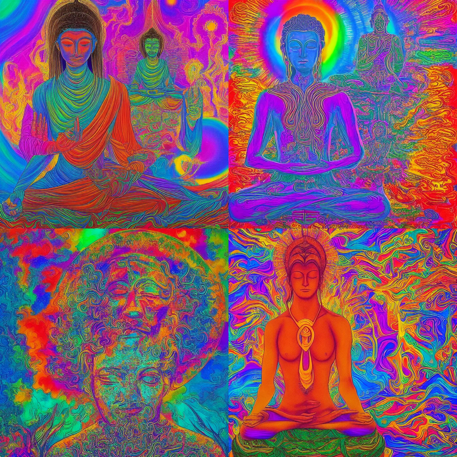 Image similar to human meditating supreme peace immense knowledge infinite color dmt art smooth refined