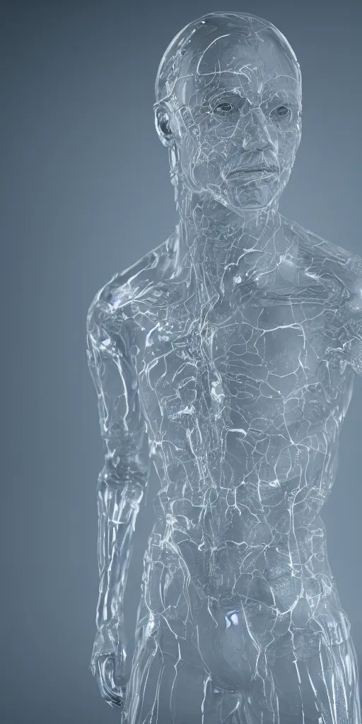 detailed 3D mesh of human body sculpture, anatomically