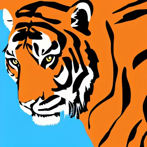 Prompt: simple tiger clip art cartoon