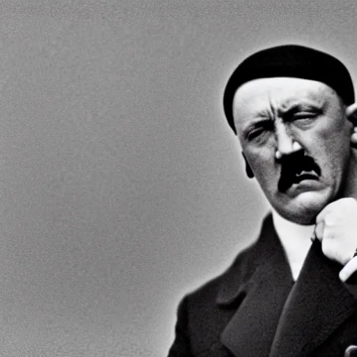 Image similar to Adolf Hitler rapping on stage