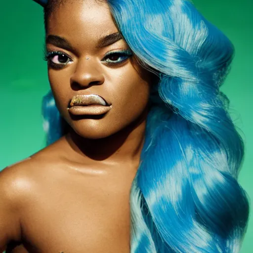 Image similar to azealia banks fantasea ii : the second wave, seapunk 2. 0, yemaya, madre agua, rapunzel mermaid hair