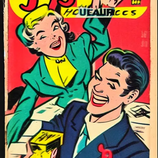 Prompt: a cover for a 1950s teen humor comic book named Jughead Comics