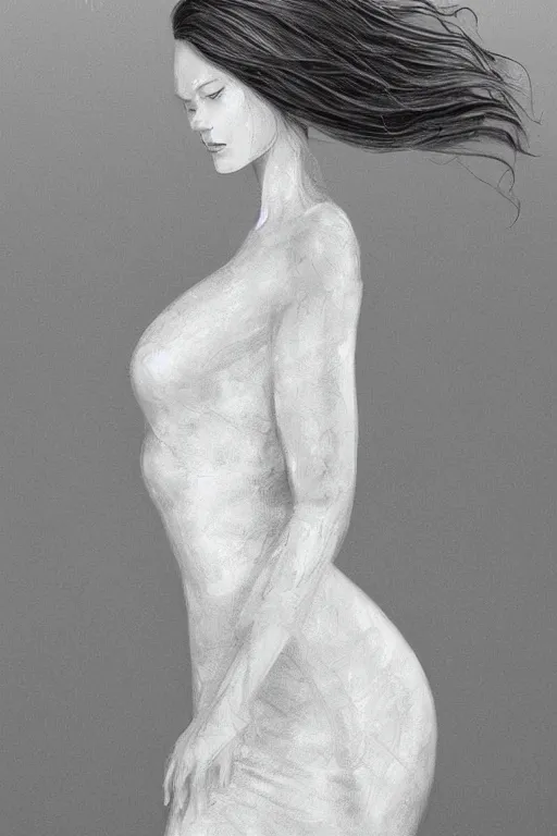 Prompt: ultra realist soft painting of a single beautiful princess in a full long curvy slim dress, thin long auburn hair, very intricate details, volumetric black and white lighting, symmetry accurate anatomy features, world of Lovecraft background, unreal render