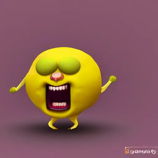 Prompt: an angry lemon, furious, character render concept