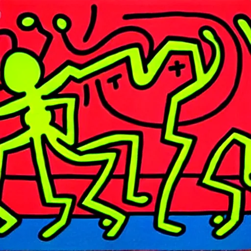 Image similar to praying mantis demon by keith haring