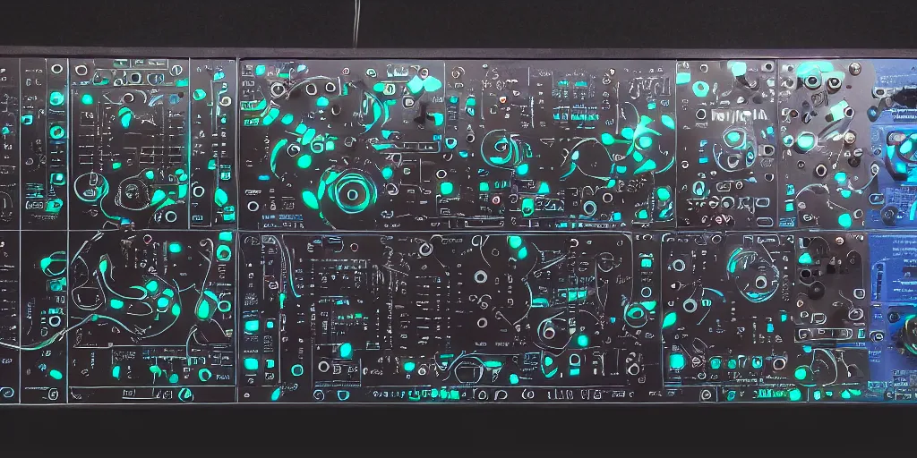 Prompt: alien modular synthesizer led tentacles studio cinematic wide