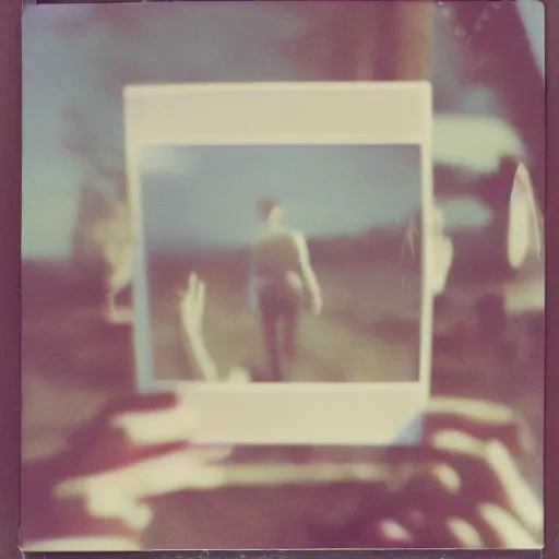 Image similar to polaroid of an artist dream double exposure