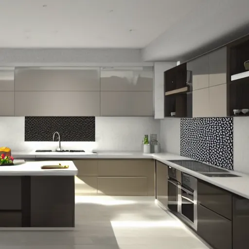 Image similar to modern kitchen design, realistic, render