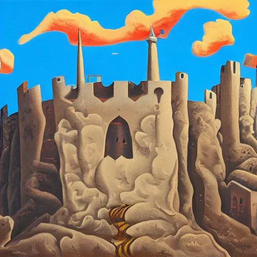 Image similar to the fortress of misfortune, surrealist landscape painting