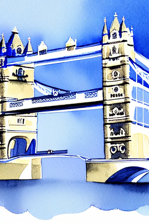 Image similar to minimalist watercolor art of london tower bridge, illustration, vector art