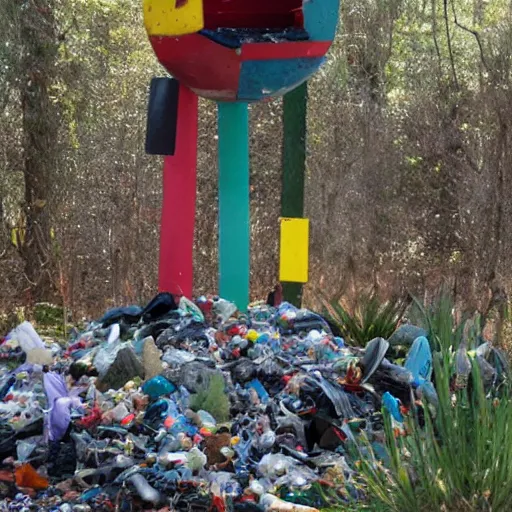 Image similar to A sculpture a preacher Dante Gebel made pure recycle materials trash, Rebecca Sugar