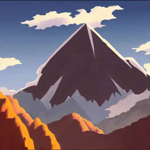 Prompt: A mountain, in the style of Avatar: The Last Airbender