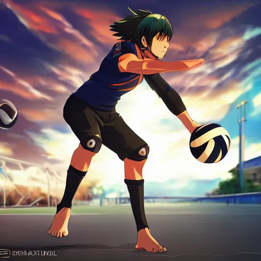 Prompt: An anime character playing volleyball, Artstation, 4K art